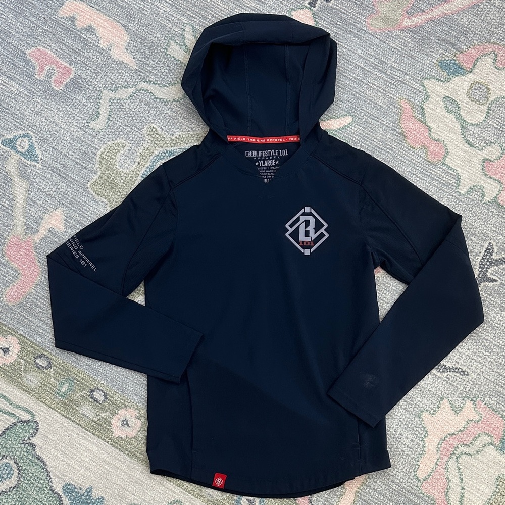 Baseball Lifestyle 101 Navy Hoodie Dry Fit Windbreaker - NWOT - Youth Large